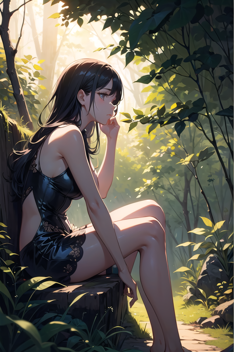 378851-3256375675-beautiful and detailed illustration,pop art,masterpiece,best quality,ultra-detailed,soft lighting,,,1girl, sitting, forest, side.png